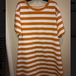Women’s Yellow/White Striped T-Shirt Dress